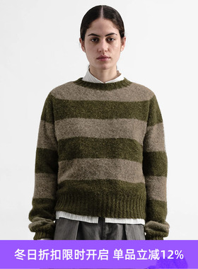 YMC JETS STRIPE KNIT 英国羊羔毛女装圆领条纹毛衣