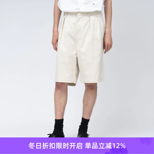 Double 有机棉混纺宽松廓形短裤 Pleat Shorts男装 Chino nanamica
