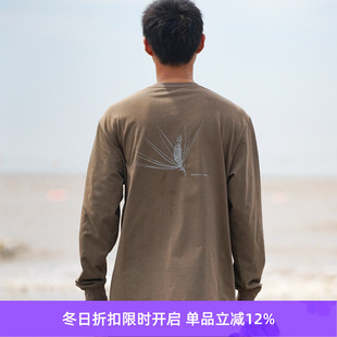 杜邦索罗娜3M反光植物印花长袖 WHEELS 男女款 WIND 圆领T恤 and