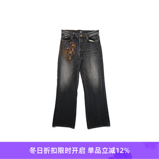 Embroidered 手工刺绣牛仔阔腿裤 design pant denim KHOKI