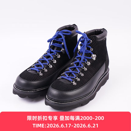 SHOESILO HIMER 灯芯绒压纹牛皮拼接固特异真皮靴 中帮皮鞋