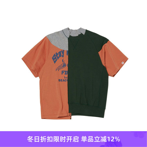 kolor BEACON Sweater REMAKE不规则拼接短袖圆领卫衣