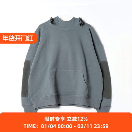 N.HOOLYWOOD MOCK NECK HOODIE 军事风支线廓形连帽套头卫衣