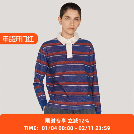 YMC JJ RUGBY SWEATSHIRT 女装棉混纺毛巾布拼色套头卫衣