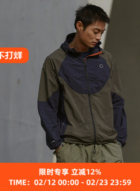 WHEELS and WIND 男女款连帽拼色拉链运动夹克外套