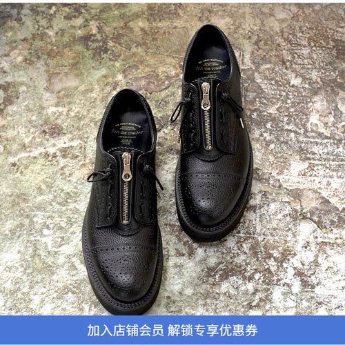 日本shoesftc拉链雕花皮靴
