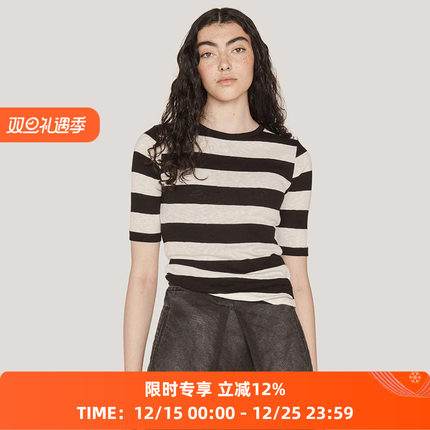 YMC CHARLOTTE SHORT SLEEVE TOP 女装休闲条纹圆领T恤