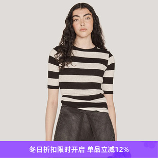CHARLOTTE 女装 SHORT TOP 休闲条纹圆领T恤 SLEEVE YMC