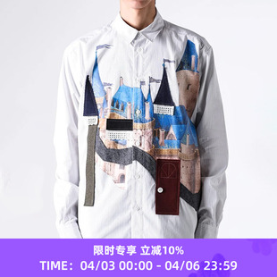 衬衫 KHOKI 不对称贴花长袖 shirt Applique detail