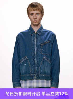 marka DENIM WORK JACKET 土耳其有机棉复古做旧牛仔夹克拉链外套