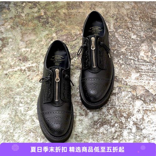 日本shoesftc拉链雕花皮靴
