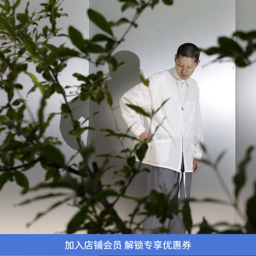 现货宽松抽绳大口袋长袖衬衫