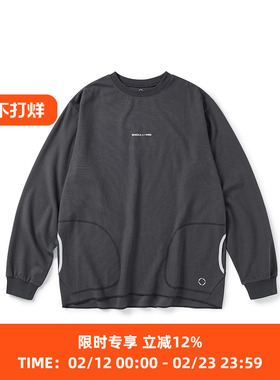 WHEELS and WIND 华夫格吸汗透气插袋长袖圆领T恤