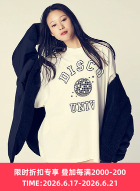 is-ness DISCO UNIV. T-SHIRT 音乐系列廓形短袖T恤 迪斯科大学