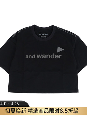 and wander Ref T (W)女装短款反光LOGO圆领短袖T恤