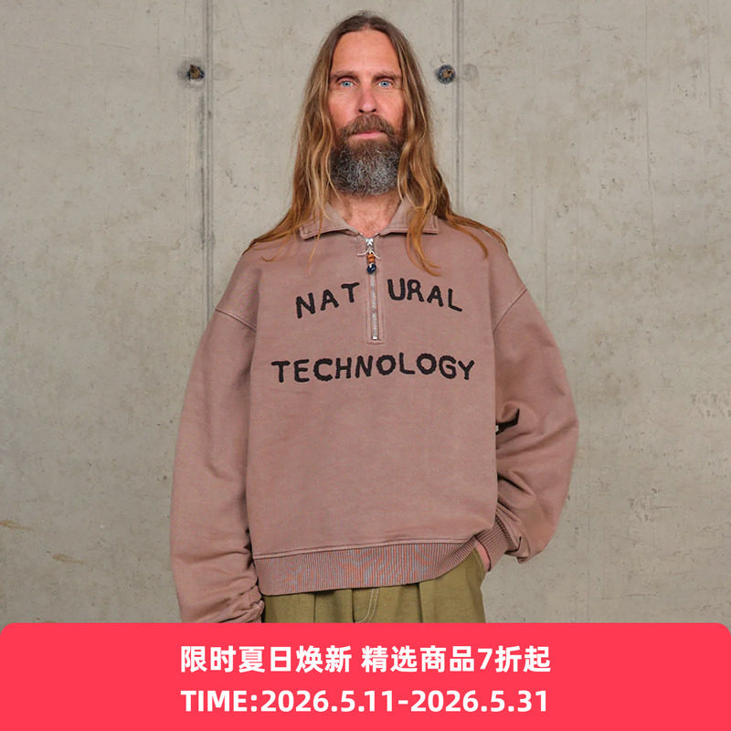 Story mfg GEO PULLOVER 男女中性款复古半拉链串珠卫衣