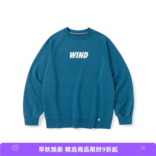 WHEELS and WIND 男女中性款抗皱耐磨复古刺绣圆领卫衣