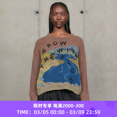 Story mfg PIPER JUMPER 男女中性款手工钩针天然染色织花毛衣