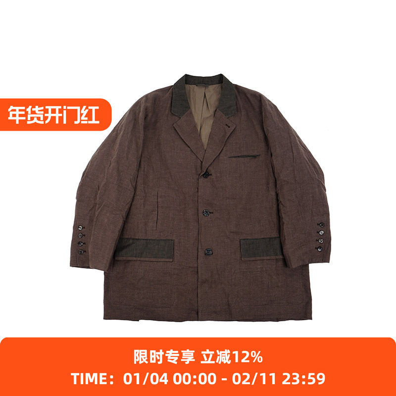 山也 郝 磨毛亚麻拼接西装外套,男装,休闲西服,淘宝优惠券,粉丝福利购,淘宝优惠卷