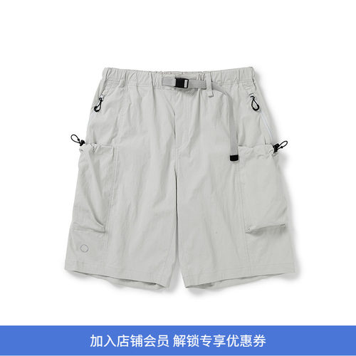 WHEELS and WIND 男女中性款防泼水防撕裂伸缩性机能风短裤