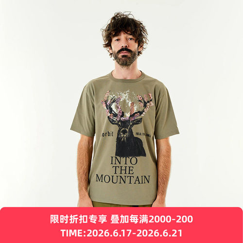 norbit牡鹿印花户外主题T恤