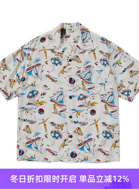 N.HOOLYWOOD OPEN COLLAR SHIRT 真丝印花廓形 夏威夷 短袖衬衫