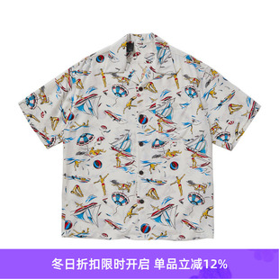 SHIRT 真丝印花廓形 夏威夷 N.HOOLYWOOD 衬衫 COLLAR 短袖 OPEN