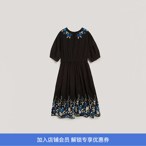 YMC棉麻混纺刺绣连衣裙