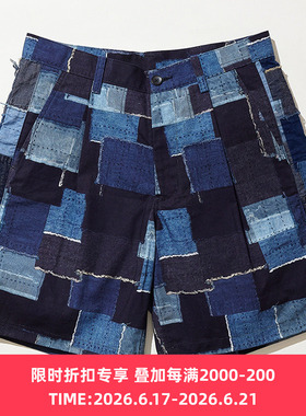 KUON Patchwork Shorts 古布印花拼接短裤 休闲裤 日本制