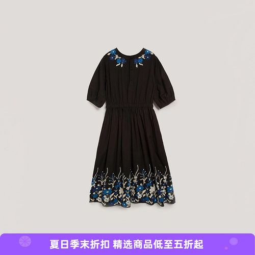 YMC棉麻混纺刺绣连衣裙