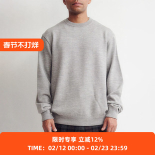 DIGAWEL 百分百美利奴羊毛防缩处理复古风圆领衫卫衣