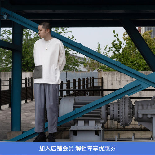 现货宽松拼色口袋长袖t恤