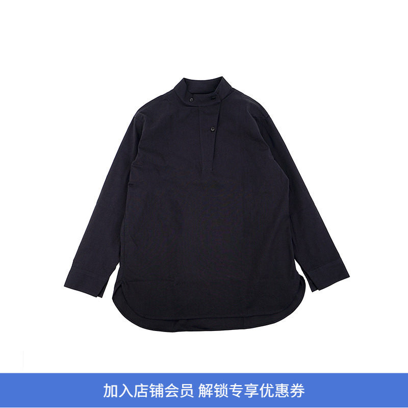 STUDIO NICHOLSON HALF PLACKET GRANDAD COLLAR女装立领垂坠衬衫图片
