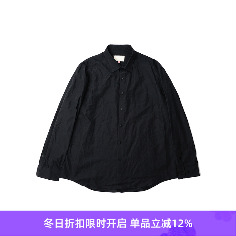 YOKO SAKAMOTO FIT SHIRT 丝麻棉混纺宽松长袖衬衫