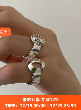 EnSage空心圆戒方形戒指