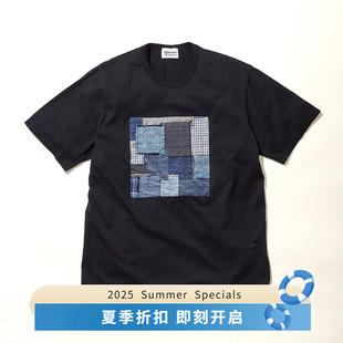 日本职人手工制百年古布拼接圆领短袖 KUON Tee Boro T恤 Patched