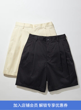 KUON Pleated Shorts 高密度编织奢华精梳棉面料宽松版短裤
