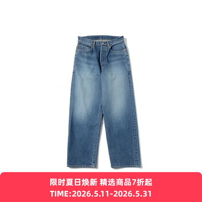blurhms 13.5oz Denim Pants Classic 自然做旧牛仔裤