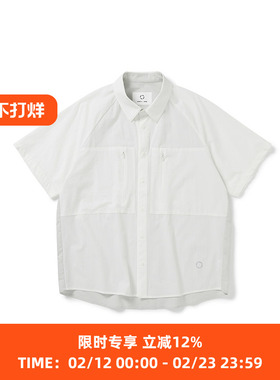 WHEELS and WIND Air Ctrl背后拼接透气伸缩性运动短袖衬衫