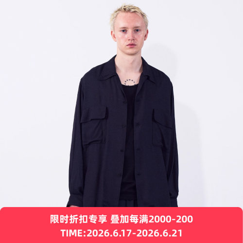 YOKE Modal Double Pocket Open Collar 石洗莫代尔轻薄垂坠衬衫