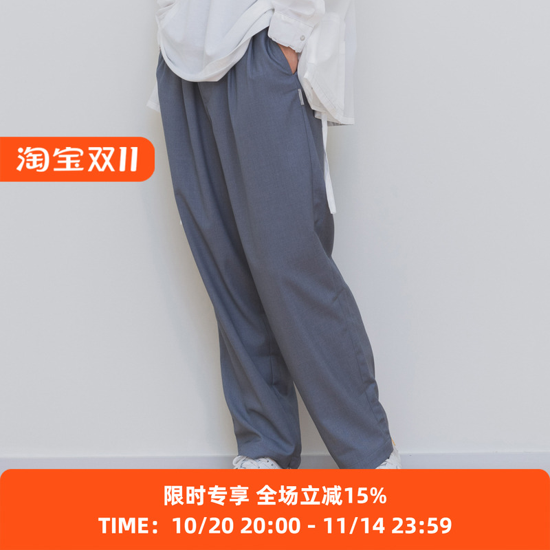 现货腰部松紧带锥形休闲长裤