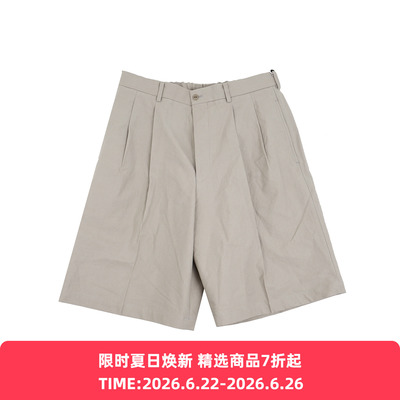 YOKO SAKAMOTO DOUBLE PLEATED SHORTS 丝棉混纺双摺宽松短裤