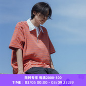 POLO衫 PRIMEE 半开拉链条纹短袖