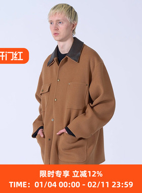 YOKE River Melton Coverall Jacket 皮领羊绒羊毛混纺大衣外套
