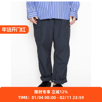 CORONA FATIGUE SLACKS JUNGLE SLACKS 条纹宽松工装锥形裤