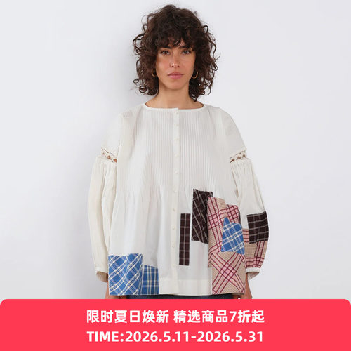 Story mfg MEADOW BLOUSE 女装有机棉拼接裙 上衣
