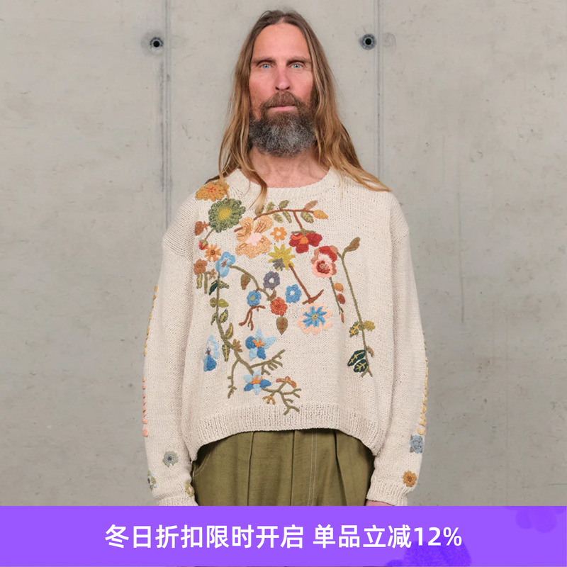Story mfg PIPER JUMPER KNIT 男女款手工天然染色钩针织花毛衣