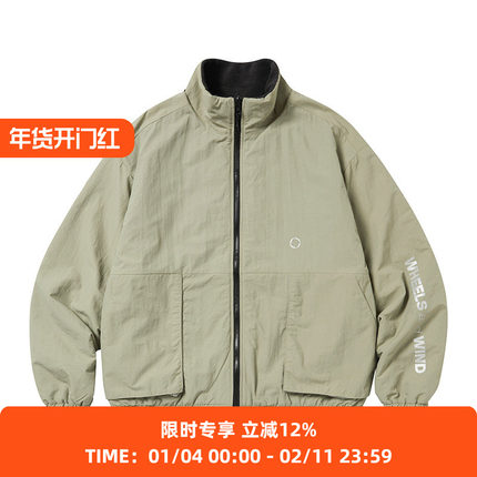 WHEELS and WIND reversable fleece jacket 双面穿抓绒棉服夹克