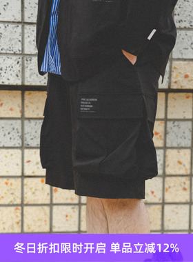 PRIMEE 黑色系列机能工装短裤 大口袋宽松短裤 Cityboy休闲短裤
