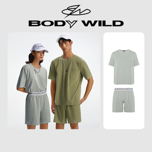 BODYWILD男女同款可外穿轻运动情侣短袖家居睡衣套装